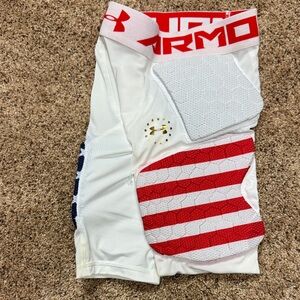 Under Armour Red and White Padded Sports Shorts